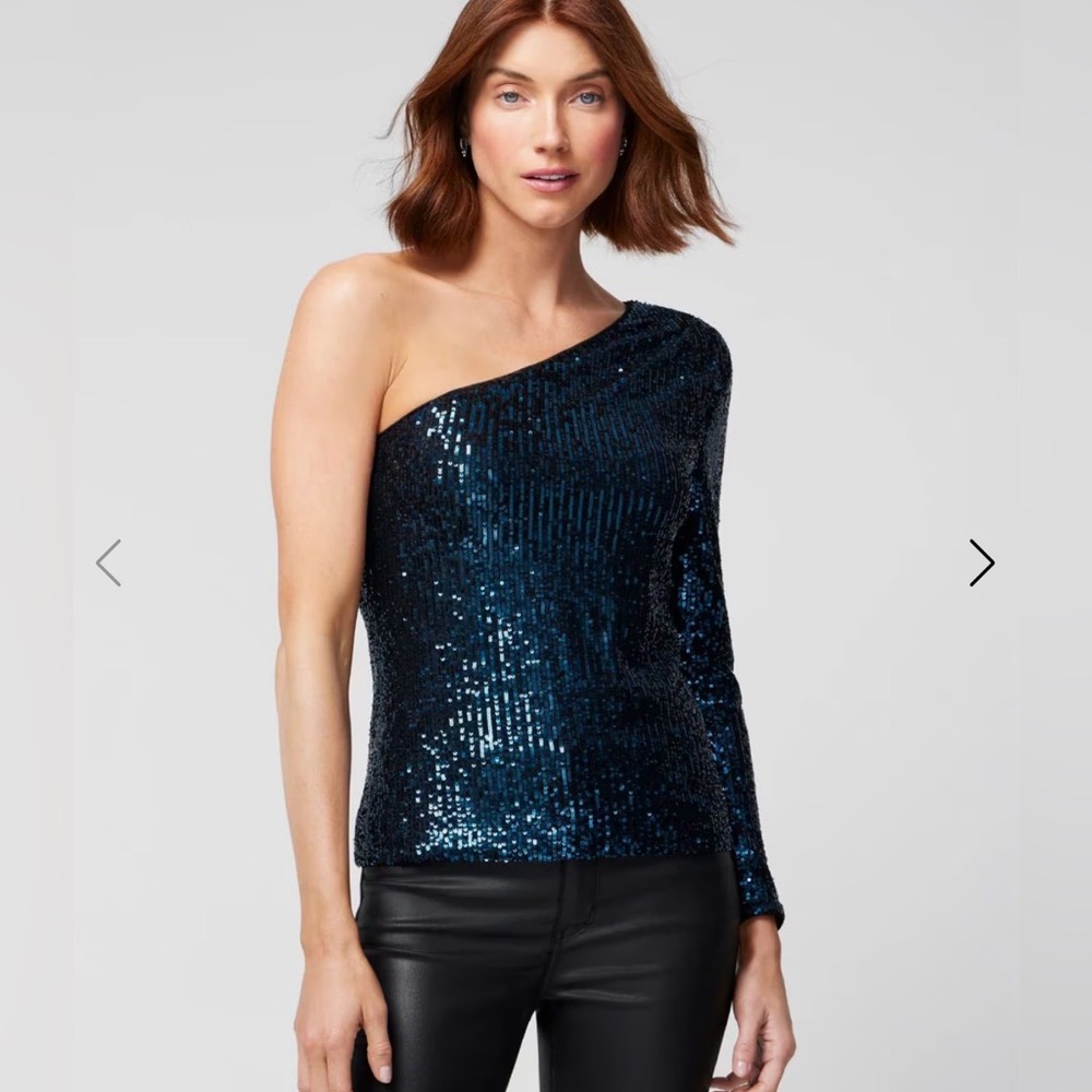White House Black Market Sequin One Shoulder Top
